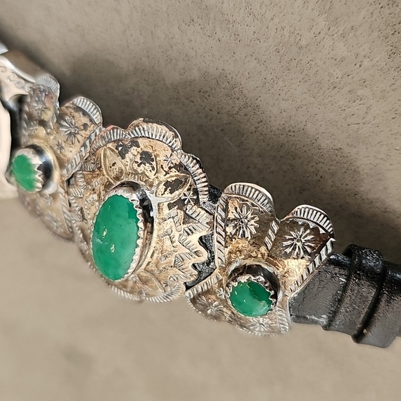 Vintage Western Gemstone Concho Watch Bracelet - Picture 6 of 17